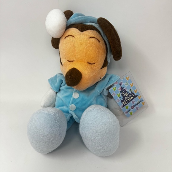 Rare Tokyo Disney Sleeping Mickey Mouse Plush In Blue Pajamas New HTF! - Picture 1 of 8